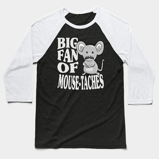 Funny Mouse With Moustache Baseball T-Shirt by Scrabbly Doodles